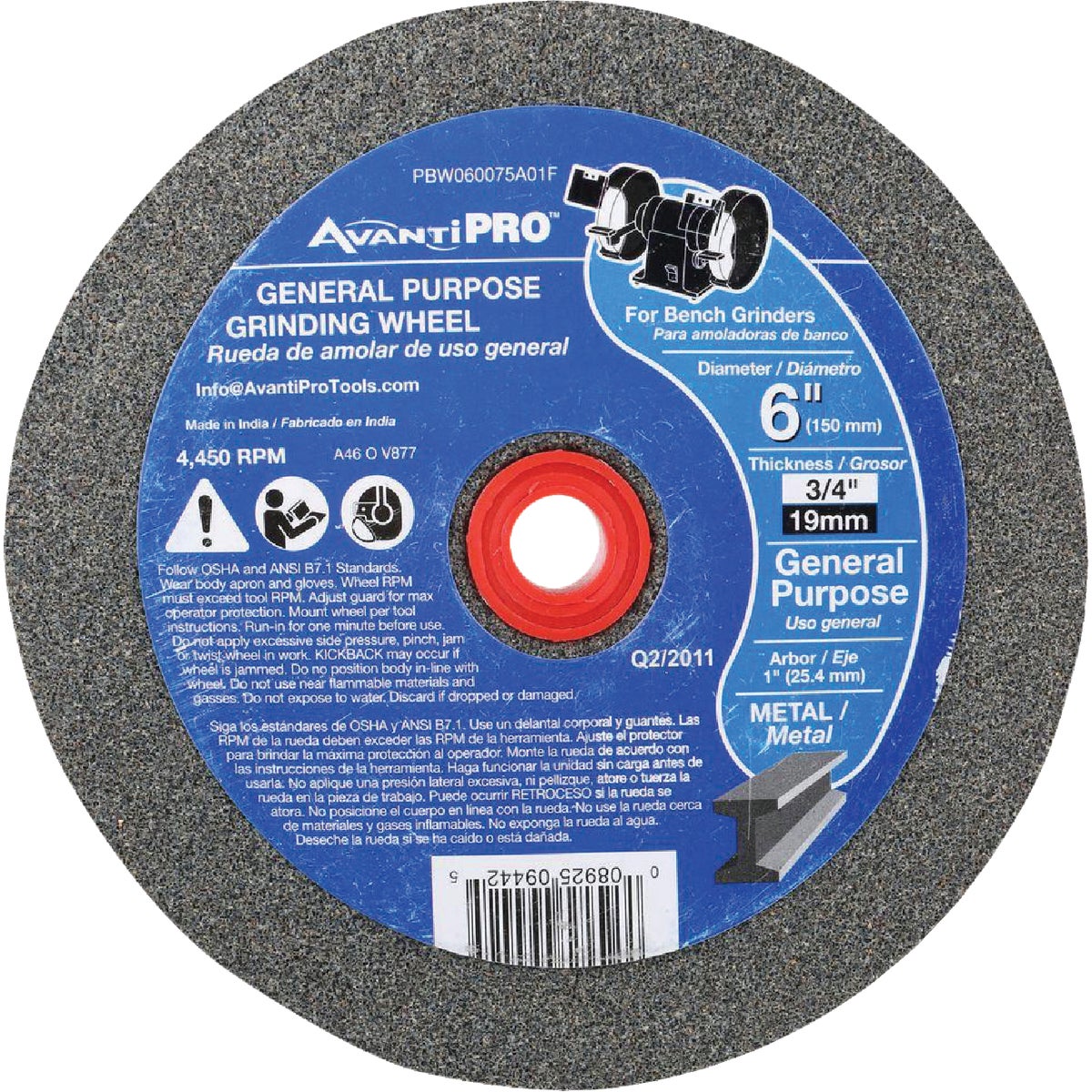 Avanti Pro 6 In. 3/4 In. 1 In. Bench Grinding Wheel