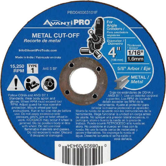 Avanti Pro Type 1 4 In. x 1/16 In. x 5/8 In. Metal Cut-Off Wheel