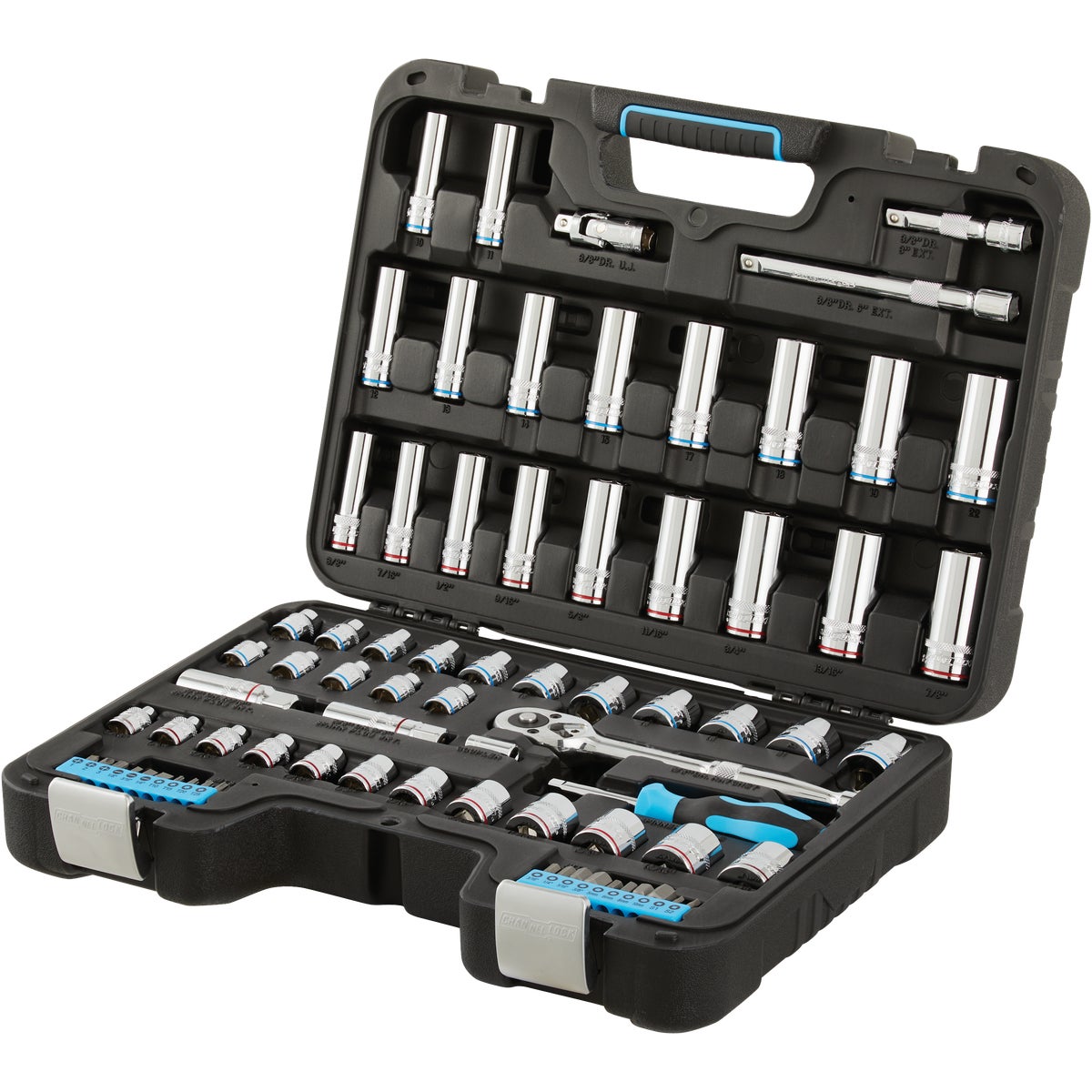 Channellock Standard/Metric 3/8 In. Drive 6-Point Combination Ratchet & Socket Set (76-Piece)