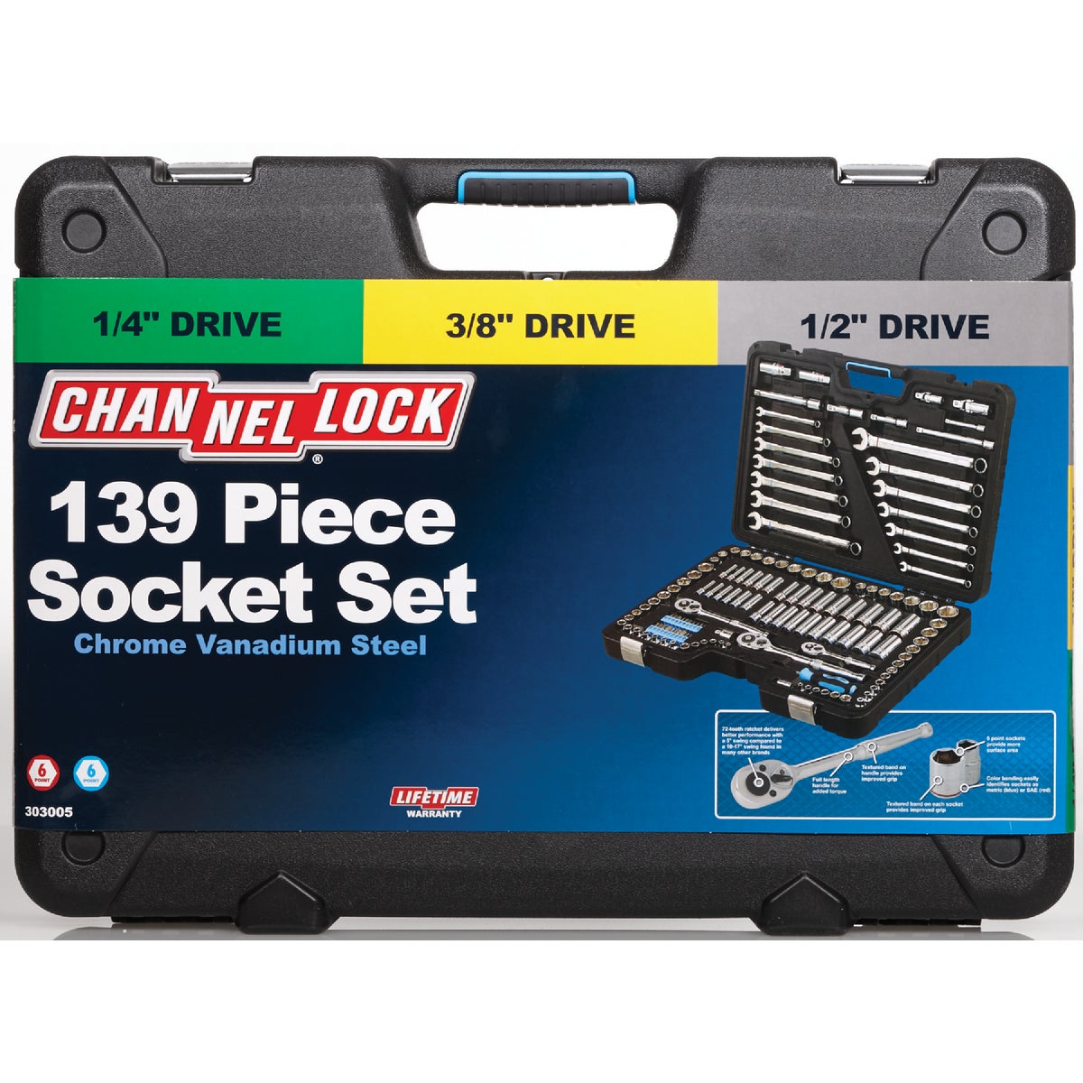 Channellock Standard and Metric 6-Point Combination Ratchet & Socket Set (139-Piece)