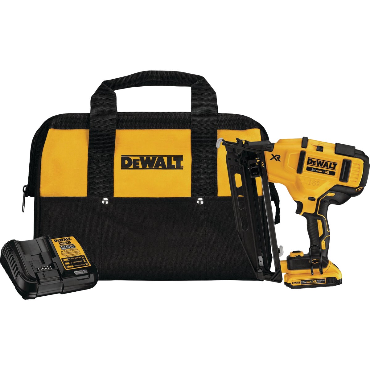 DeWalt 20 Volt MAX XR Lithium-Ion 16-Gauge 2-1/2 In. Angled Cordless Finish Nailer Kit