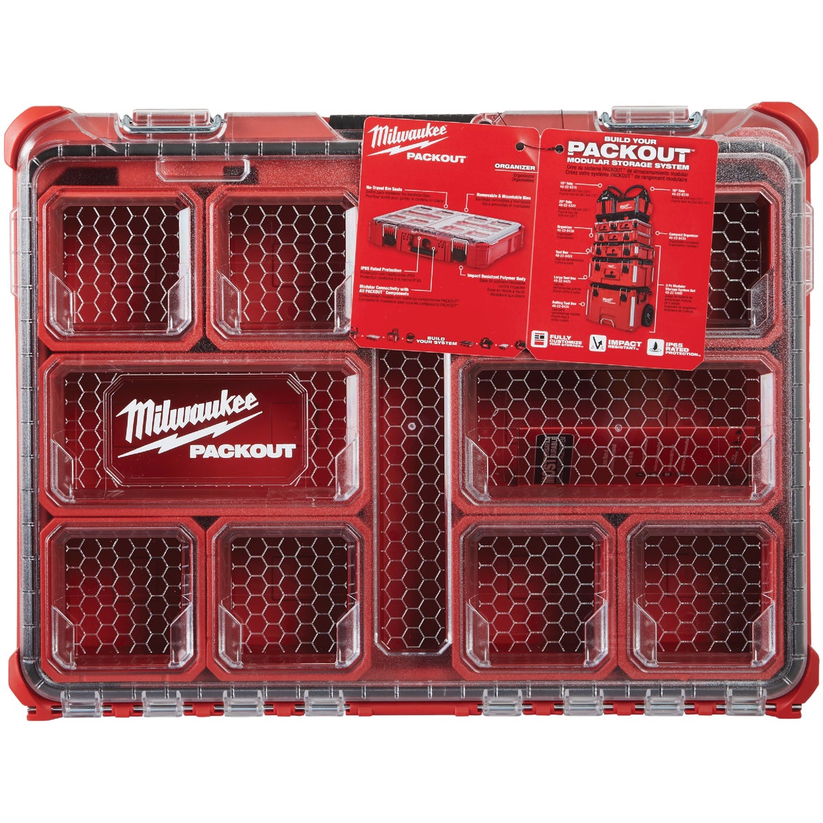 Milwaukee PACKOUT 15 In. W x 4.50 In. H x 19.75 In. L Small Parts Organizer with 10 Bins