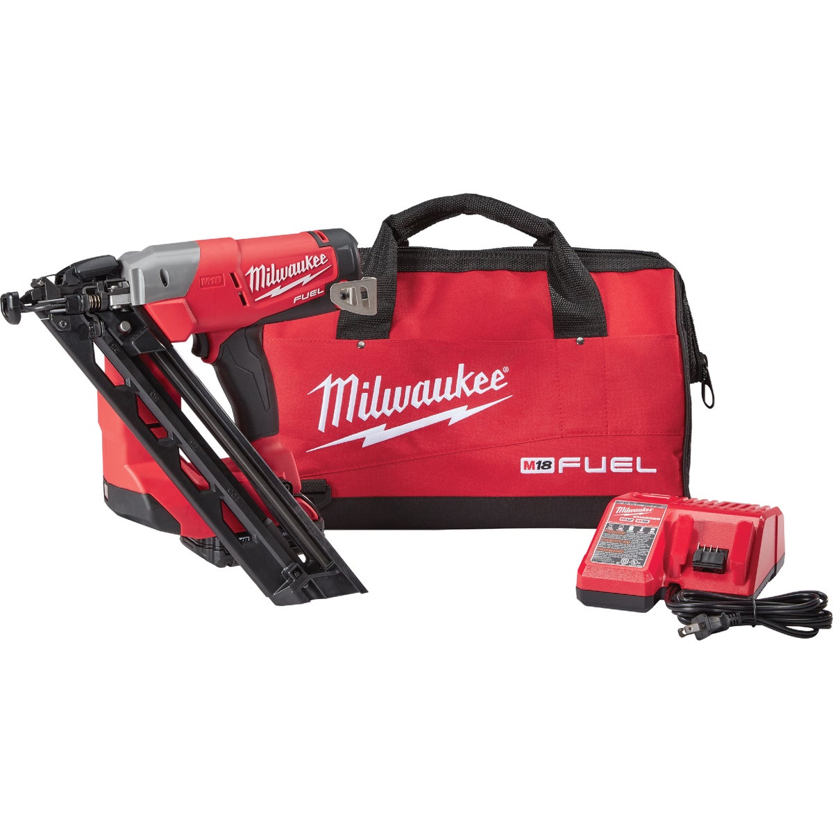 Milwaukee M18 FUEL 18 Volt Lithium-Ion Brushless 15-Gauge 2-1/2 In. Angled Cordless Finish Nailer Kit