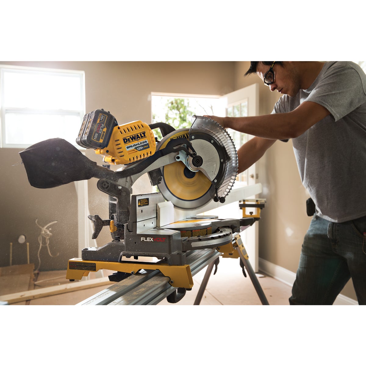 DeWalt Flexvolt 120-Volt MAX Lithium-Ion Brushless 12 In. Dual-Bevel Fixed Cordless Miter Saw Kit