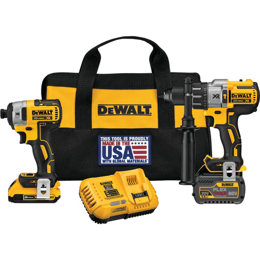 DeWALT FLEXVOLT 2-Tool 20V MAX Lithium-Ion Brushless Hammer Drill/Impact Driver Cordless Combo Kit