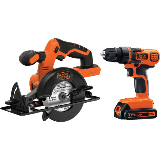 Black & Decker 2-Tool 20V MAX Lithium-Ion Circular Saw & Drill/Driver Cordless Tool Combo Kit