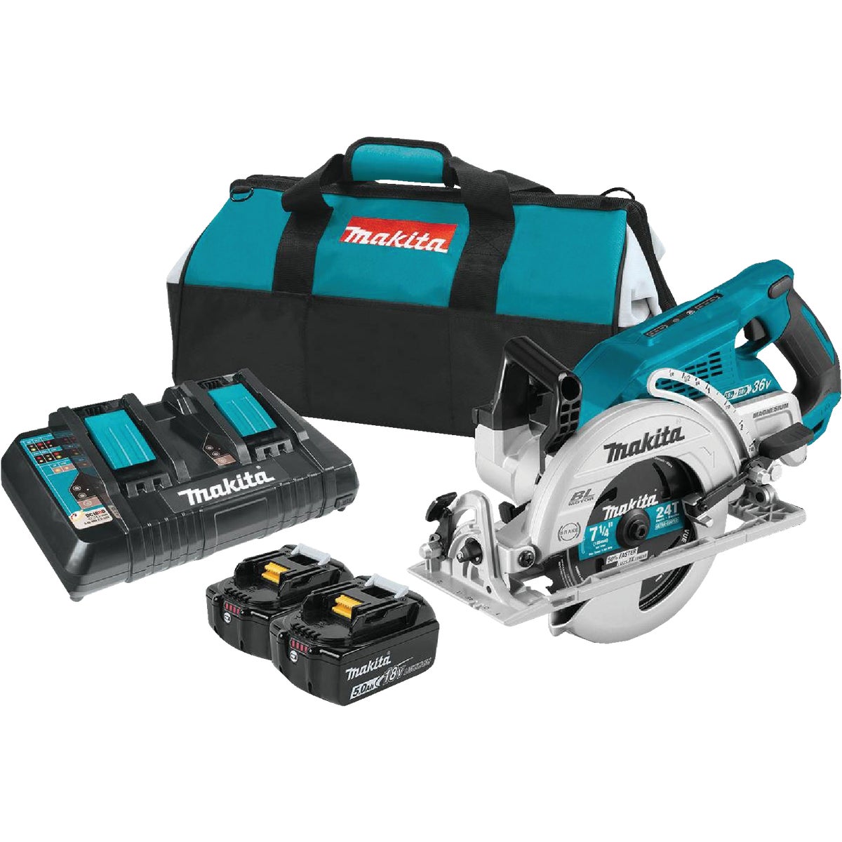 Makita 18 Volt LXT X2 Lithium-Ion Brushless 7-1/4 In. Rear Handle Cordless Circular Saw Kit