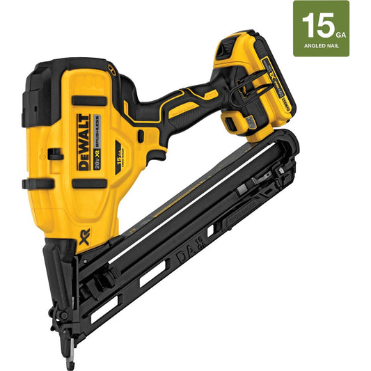 DeWalt 20 Volt MAX XR Lithium-Ion Brushless 15-Gauge 2-1/2 In. Angled Cordless Finish Nailer Kit