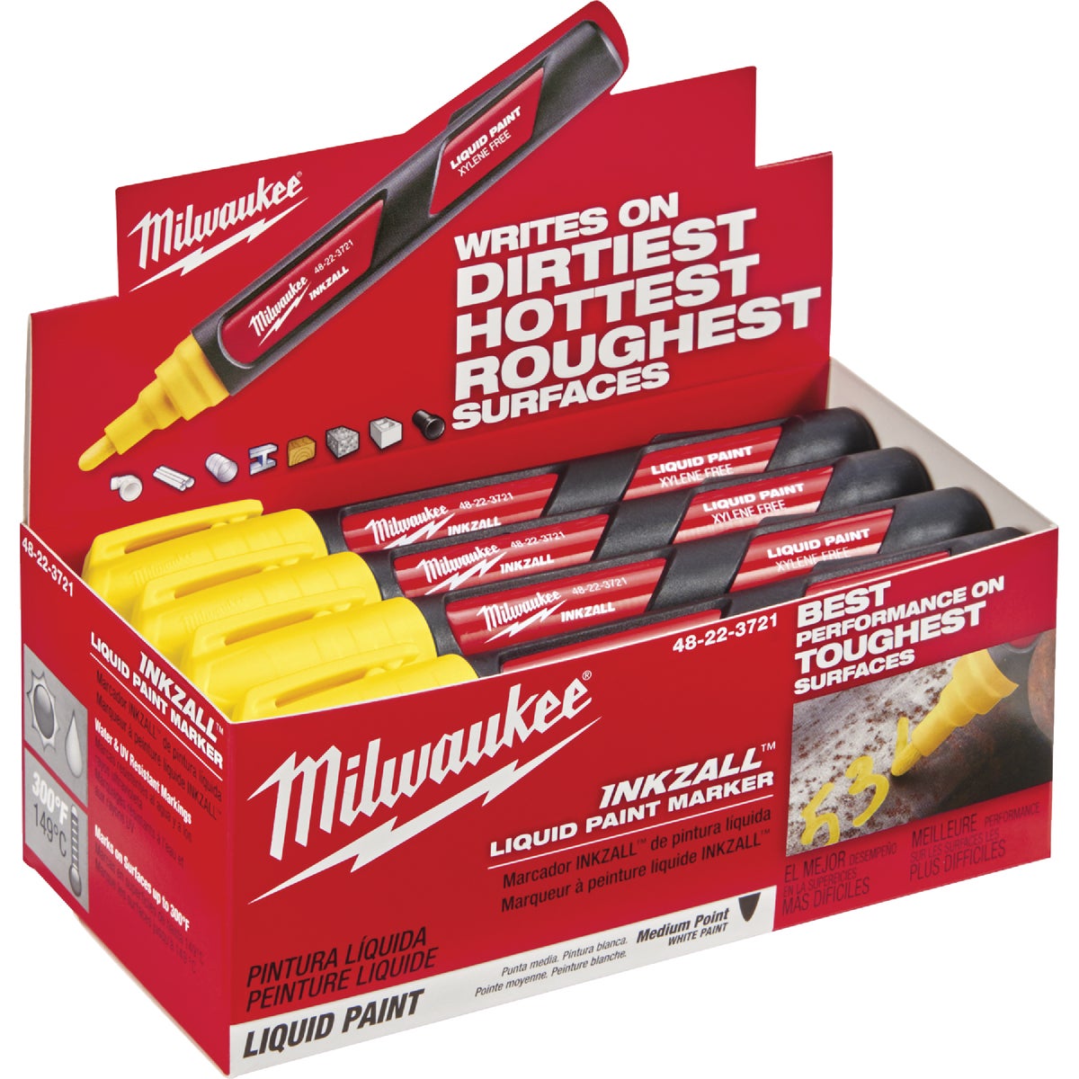 Milwaukee INKZALL Nib Point Yellow Liquid Paint Job Site Marker