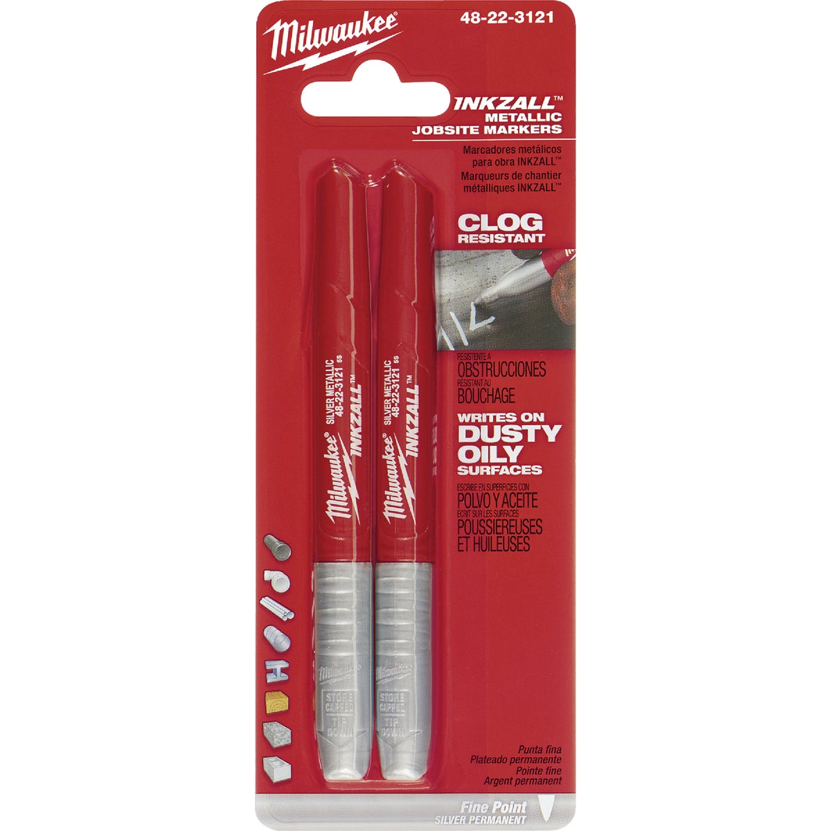 Milwaukee INKZALL Fine Point Silver Metallic Job Site Marker (2-Pack)