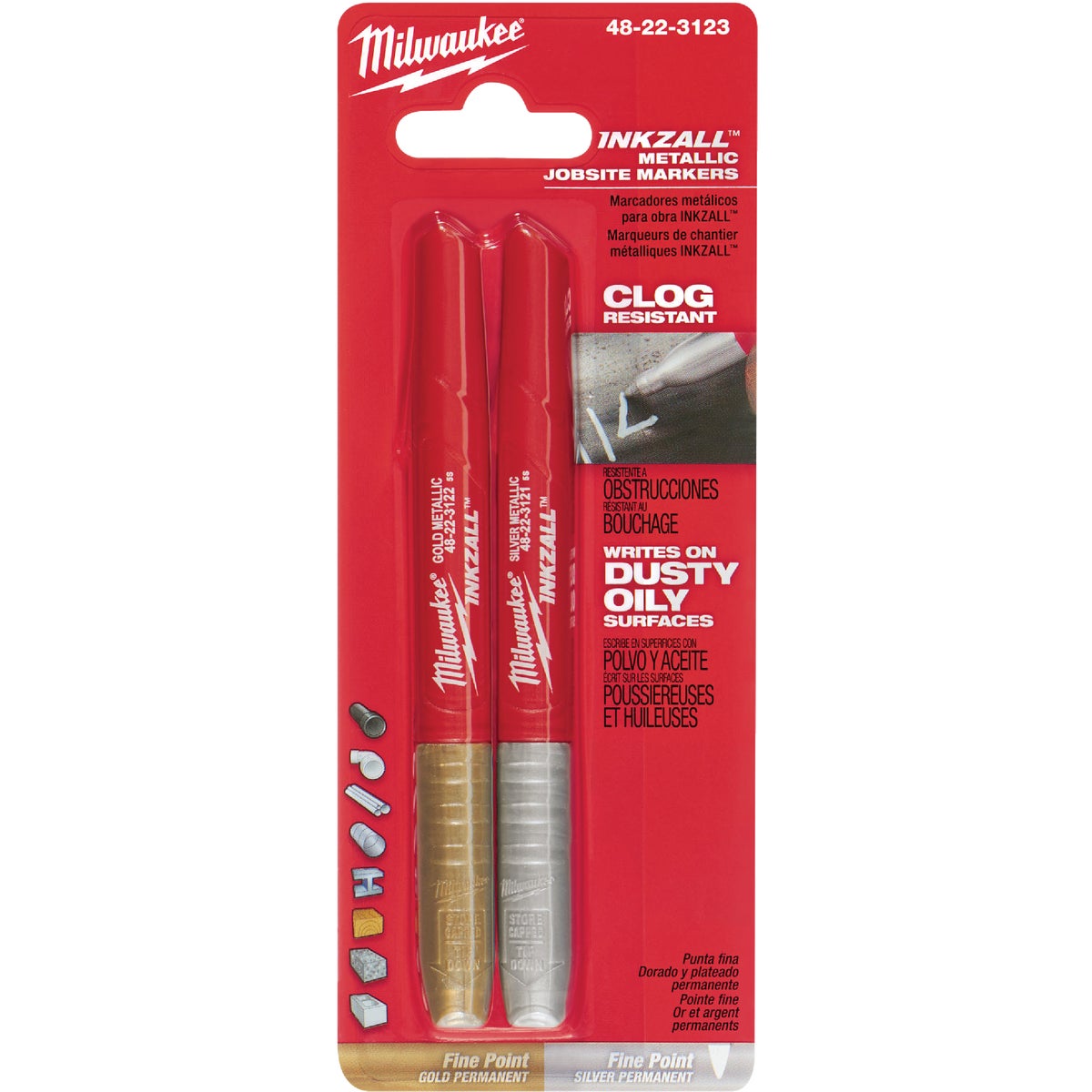 Milwaukee INKZALL Fine Point Silver/Gold Metallic Job Site Marker (2-Pack)