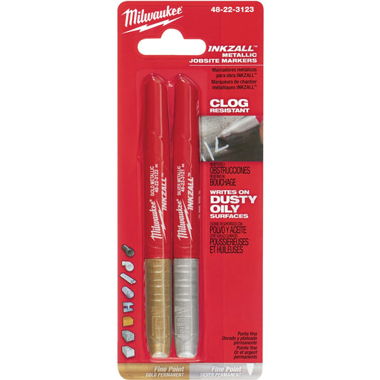 Milwaukee INKZALL Fine Point Silver/Gold Metallic Job Site Marker (2-Pack)