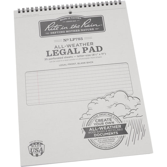 Rite in the Rain 8-1/2 In. W x 11 In. H 35-Sheet Gray Top Spiral Bound All-Weather Legal Pad