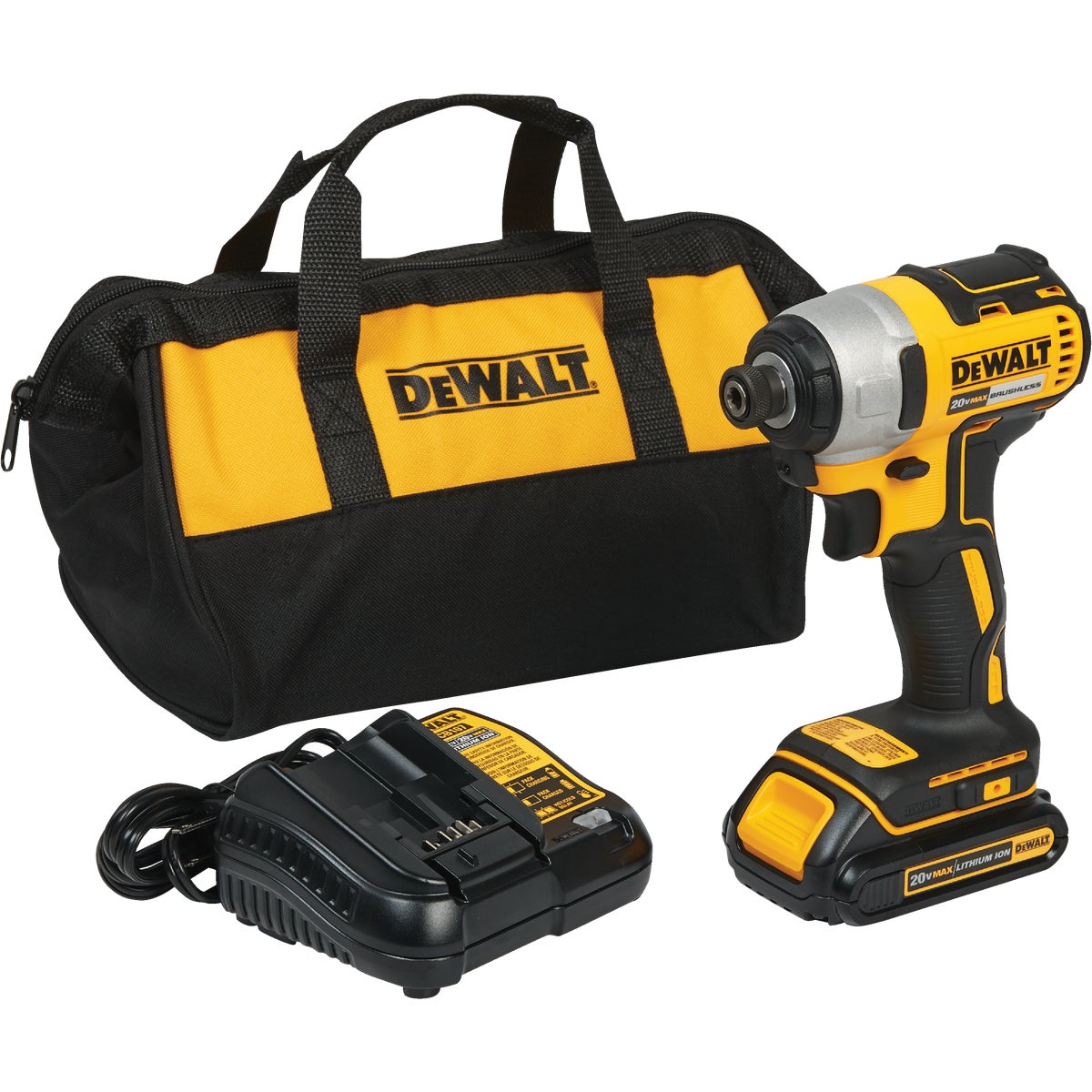 DeWalt 20 Volt MAX Lithium-Ion Brushless 1/4 In. Hex Cordless Impact Driver Kit