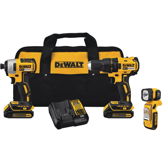 DeWalt 3-Tool 20V MAX Lithium-Ion Brushless Drill/Driver, Impact Driver & Work Light Cordless Tool Combo Kit