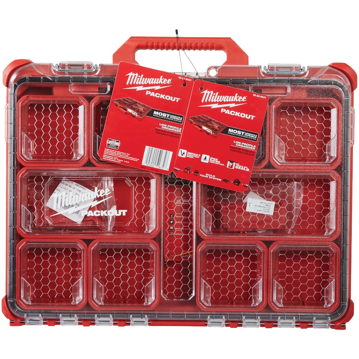 Milwaukee PACKOUT 16.50 In. W x 2.50 In. H x 19.75 In. L Lo Profile Small Parts Organizer with 10 Bins