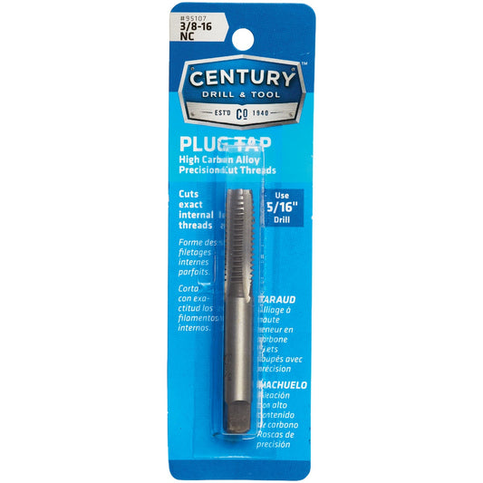 Century Drill & Tool 3/8-16 Carbon Steel National Coarse Tap-Plug