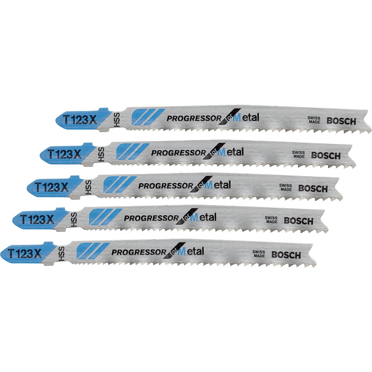 Bosch T-Shank 4 In. x 10-24 TPI High Speed Steel Jig Saw Blade, Progressor for Metal (5-Pack)