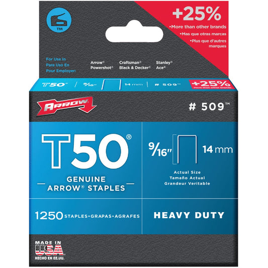 Arrow T50 Heavy-Duty Staple, 9/16 In. (1250-Pack)