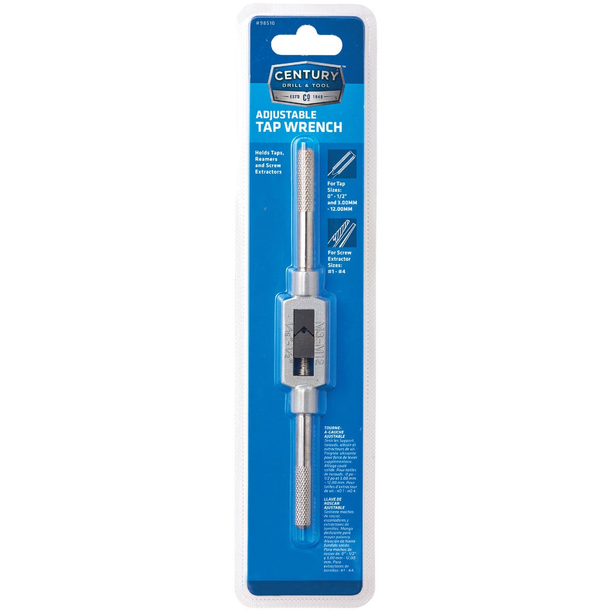 Century Drill & Tool Adjustable 1/16 In. to 1/2 In. Fractional 0.00 to 6.0 Metric Tap Wrench