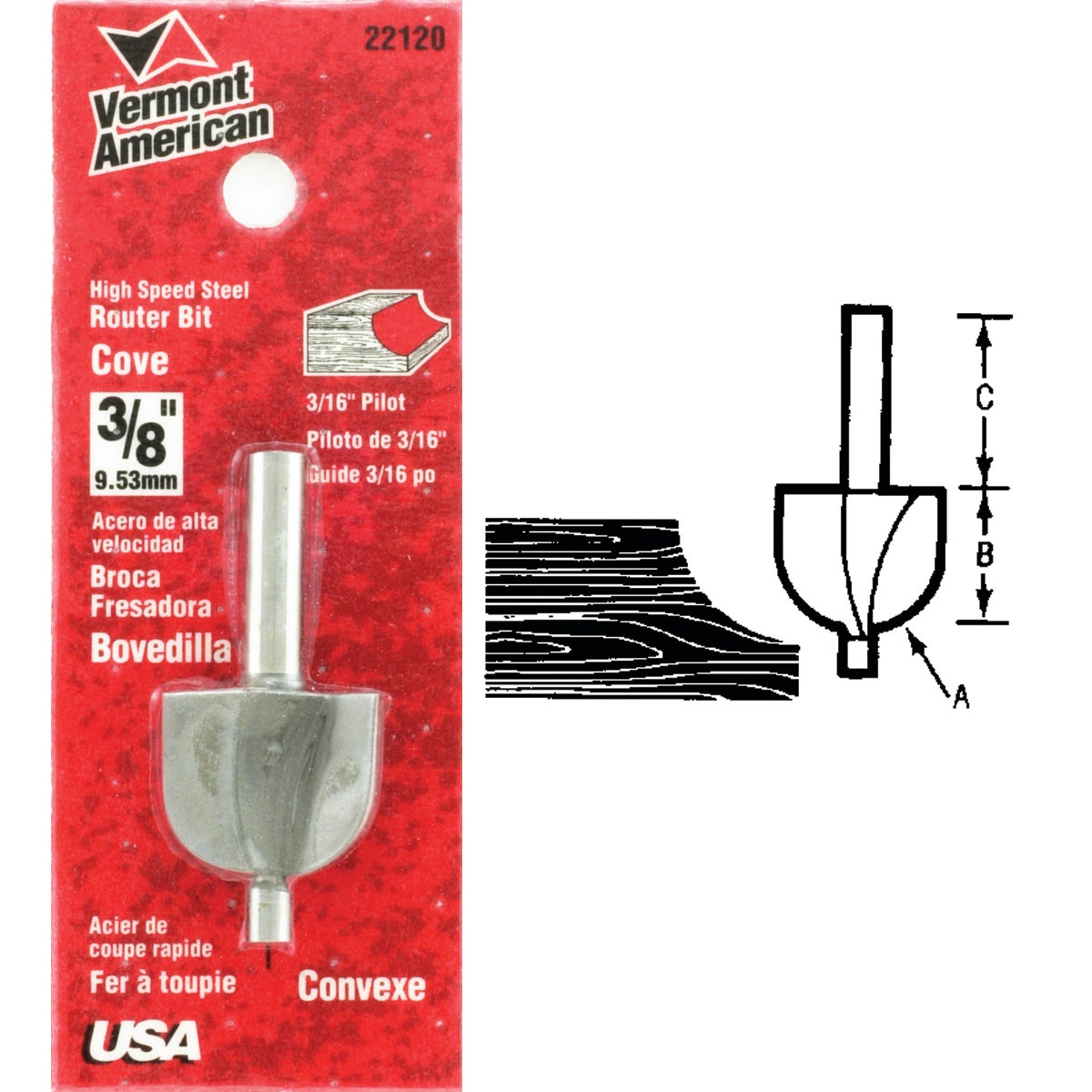 Vermont American Carbide Tip 1-1/4 In. Cove Bit