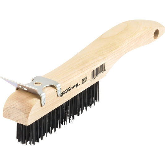 Forney 10-1/4 In. Shoe Handle Wire Brush & Scraper with Carbon Steel Bristles