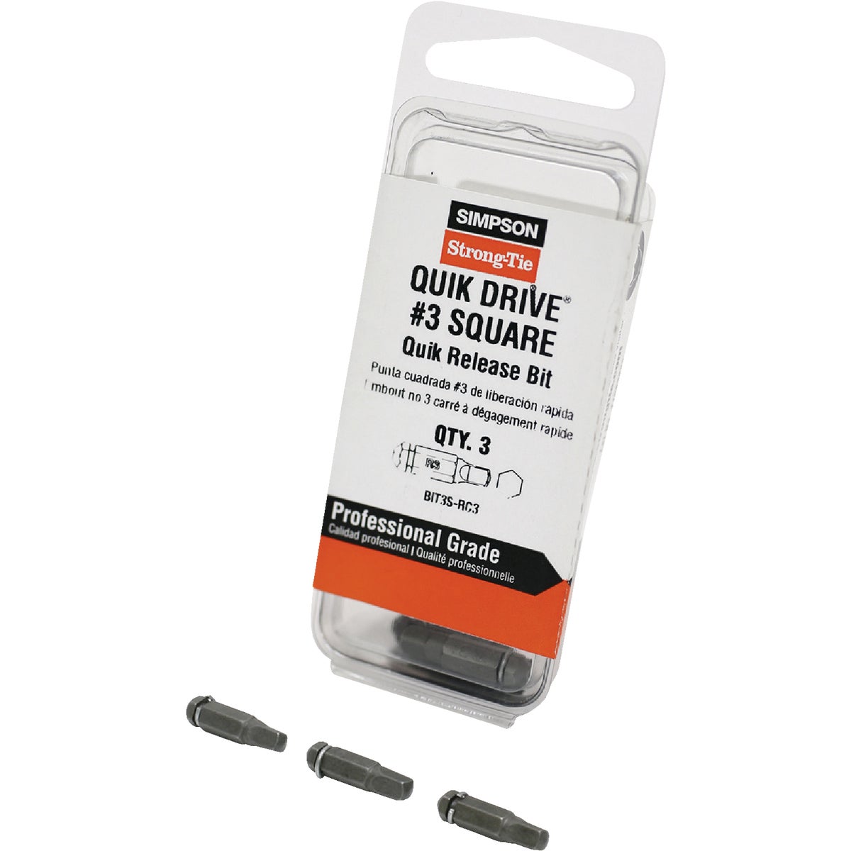 Quik Drive Square Recess #3 Screwdriver Bit Pack