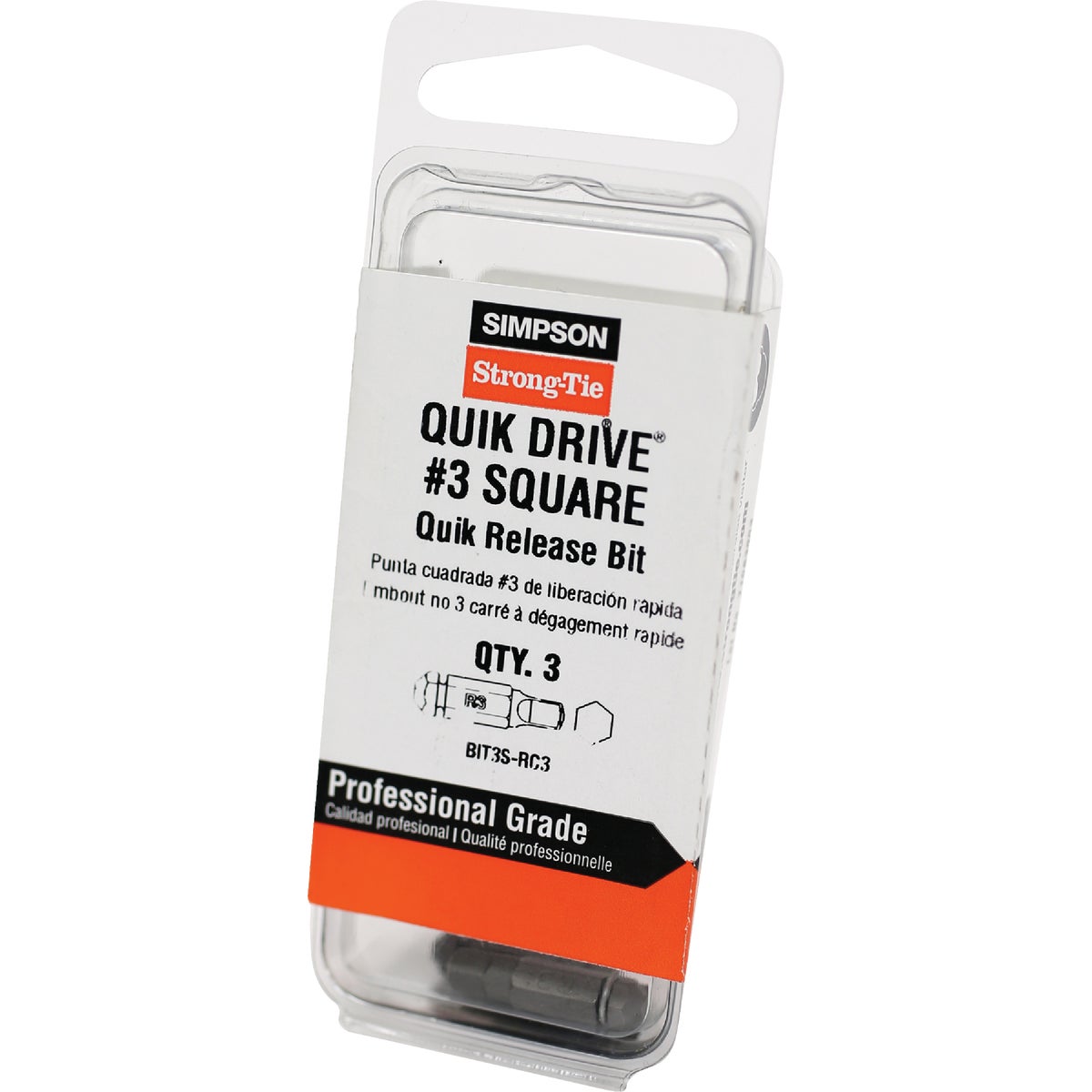 Quik Drive Square Recess #3 Screwdriver Bit Pack