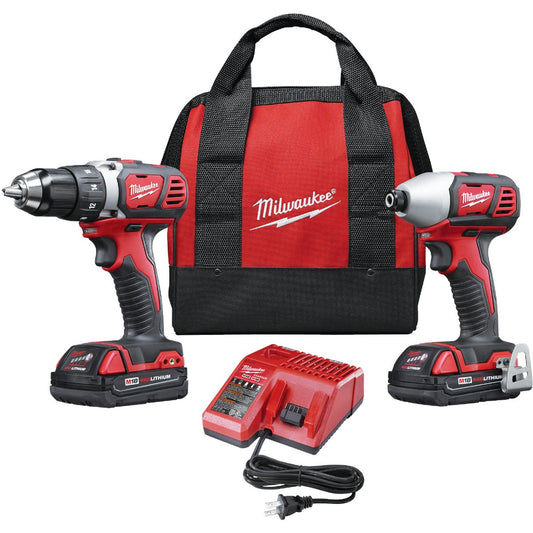 Milwaukee 2-Tool M18 Lithium-Ion Compact Drill/Driver & Impact Driver Cordless Tool Combo Kit