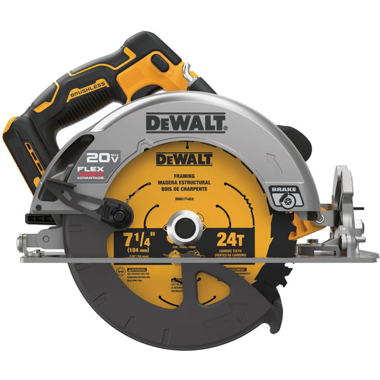 DeWalt 20 Volt MAX 7-1/4 In. Brushless Cordless Circular Saw with Flexvolt Advantage (Bare Tool)