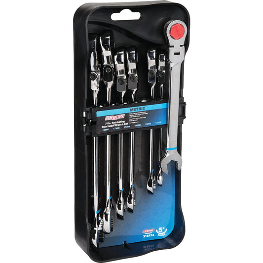 Channellock Metric 12-Point Flex Head Ratcheting Combination Wrench Set (7-Piece)