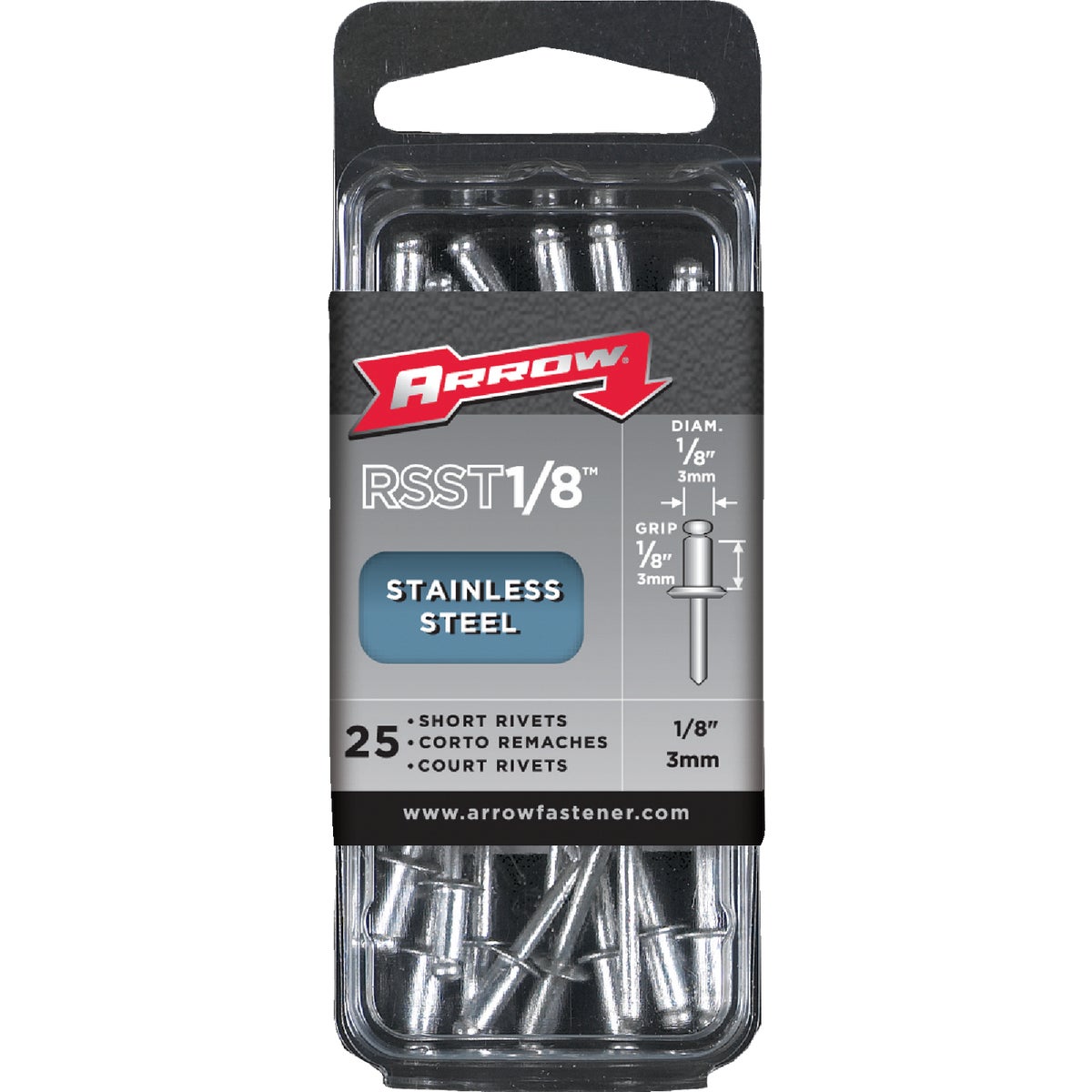 Arrow 1/8 In. x 1/8 In. Stainless Steel Rivet (25 Count)