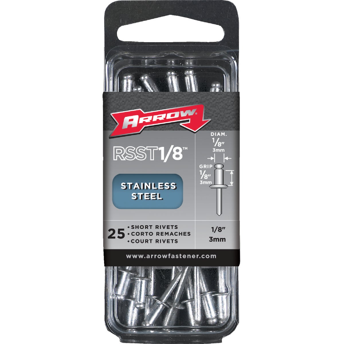 Arrow 1/8 In. x 1/4 In. Stainless Steel Rivet (25 Count)