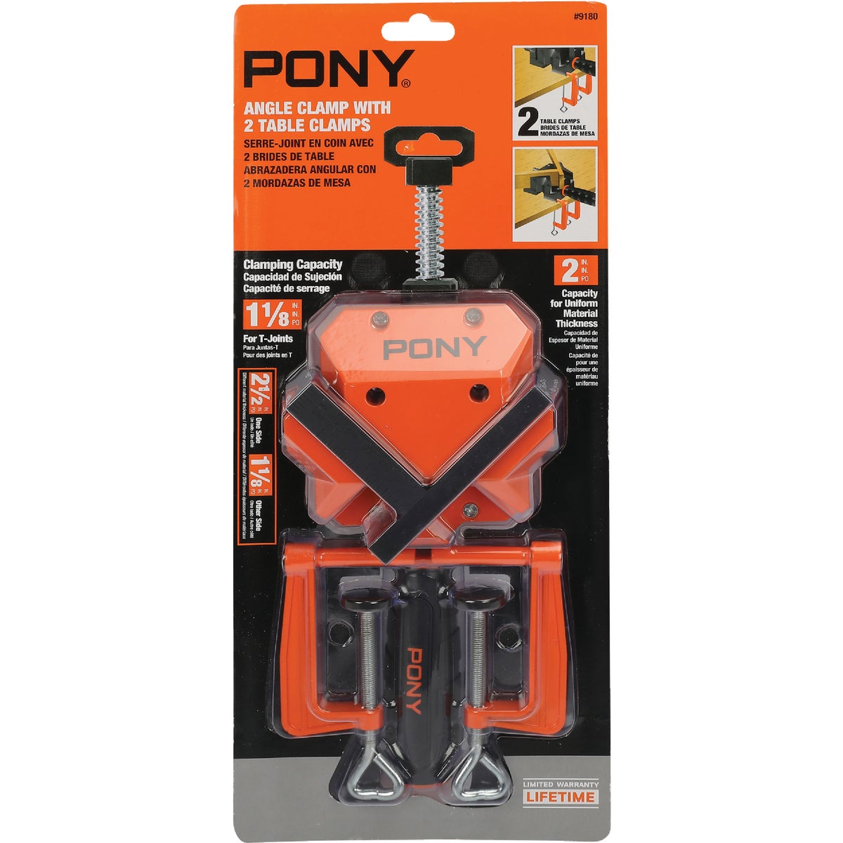 Pony 2 In. 90 Degree Angle Clamp with Two Table Clamps