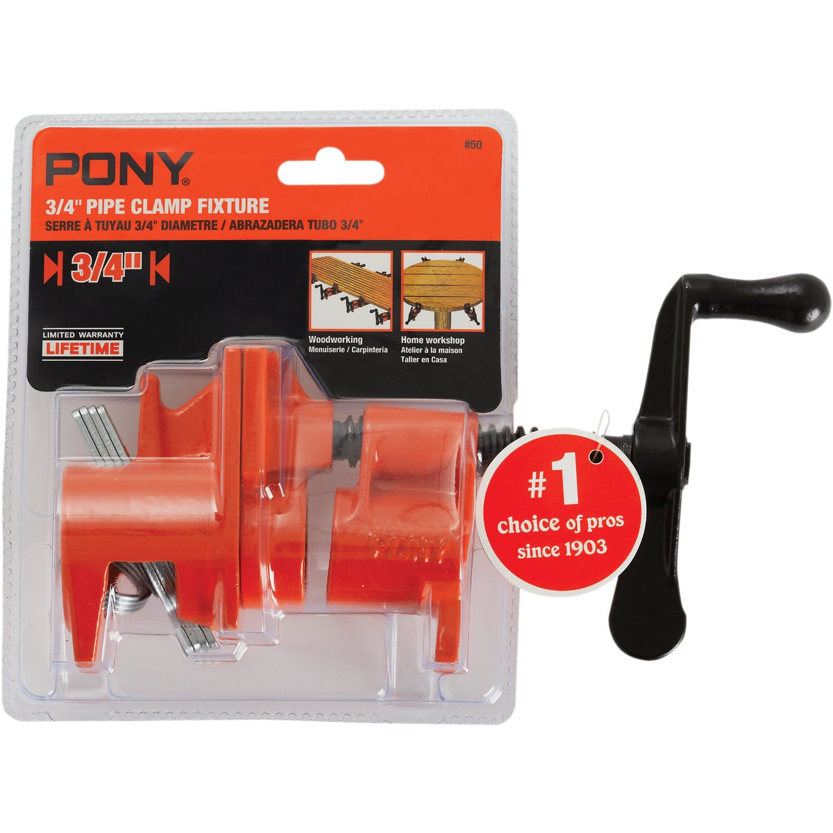 Pony 3/4 In. Pipe Clamp Fixture with Crank Handle for Black Pipe