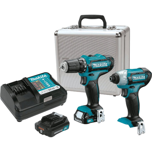 Makita 2-Tool 12V Max CXT Lithium-lon Compact Drill/Driver & Impact Driver Cordless Tool Combo Kit