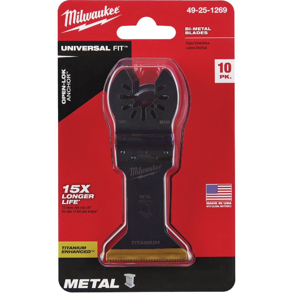 Milwaukee OPEN-LOK 1-3/4 In. Titanium Enhanced Bi-Metal Oscillating Blade (10-Pack)