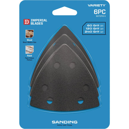 Imperial Blades 60/120/240 Grit Oscillating Multi-Tool Triangle Sandpaper Variety Pack (6-Pack)