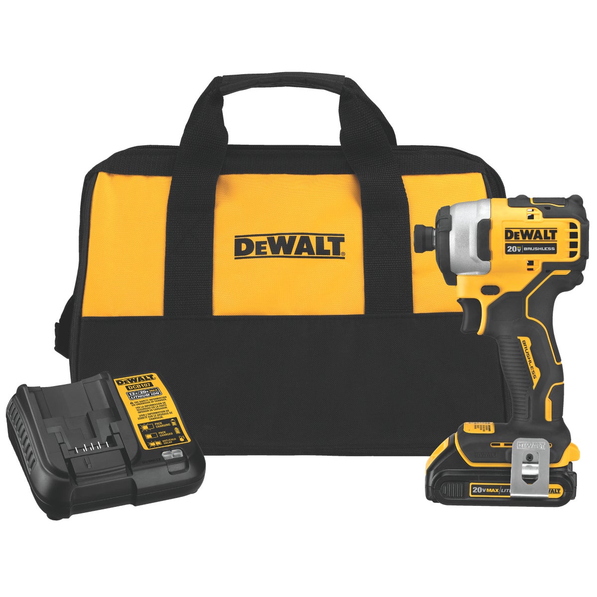 Dewalt Atomic 20 Volt MAX Lithium-Ion 1/4 In. Hex Brushless Cordless Impact Driver Kit