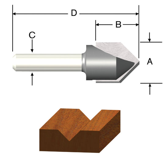 Vermont American Carbide Tip 90 Degree V-Groove Bit