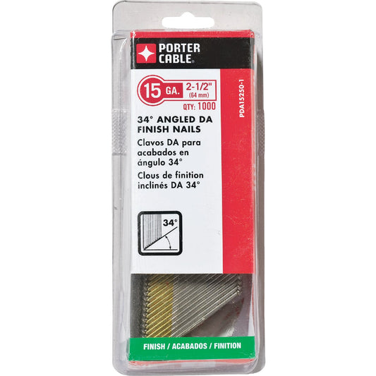 Bostitch 15-Gauge Bright Basic 34 Degree DA-Style Angled Finish Nail, 2-1/2 In. (4000 Ct.)