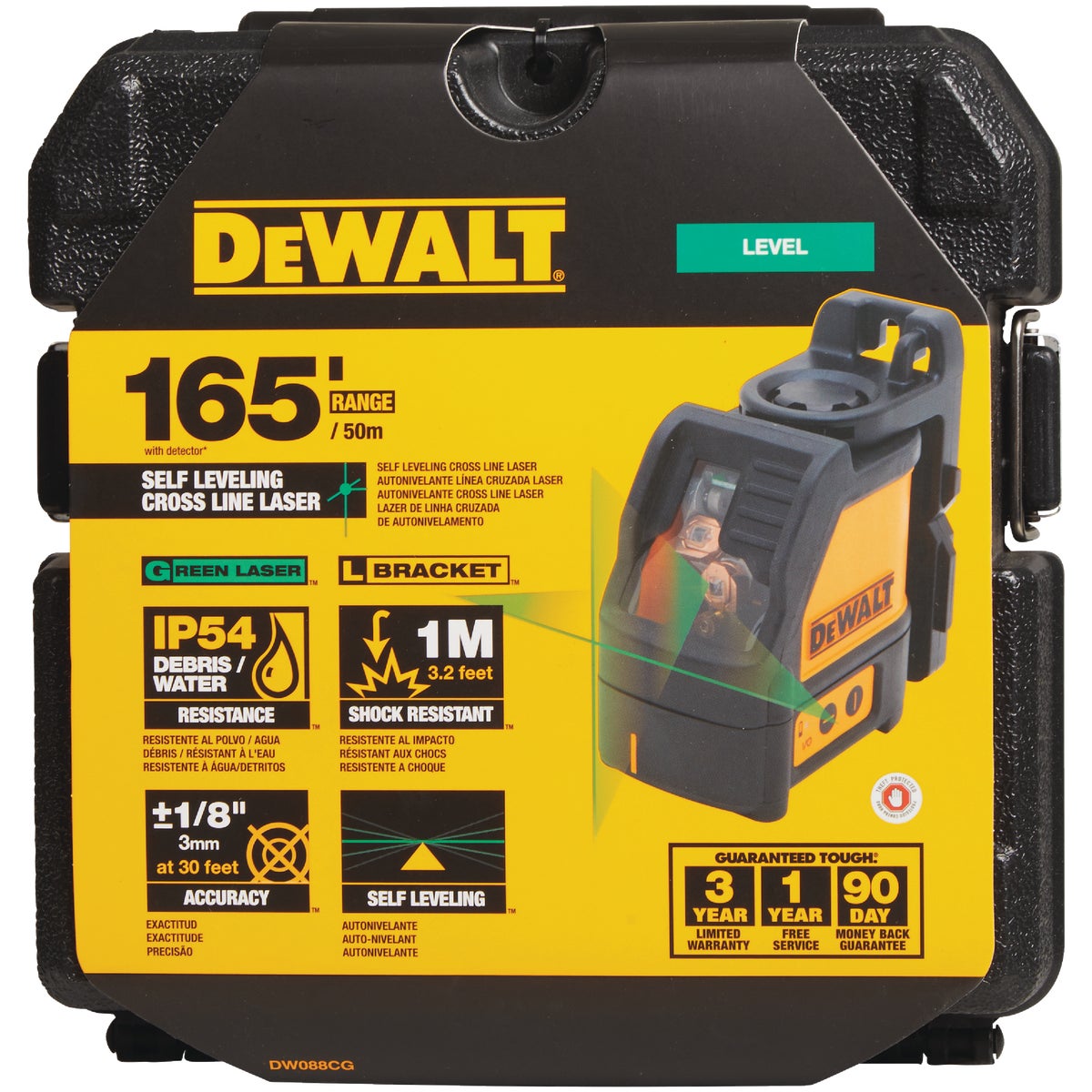 DeWalt 165 Ft. Green Self-Leveling Cross Line Horizontal/Vertical Laser Level