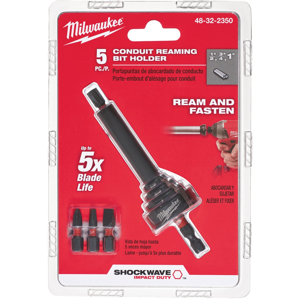 Milwaukee Shockwave 1/4 In. Hex x 4 In. Conduit Reaming Bit Holder