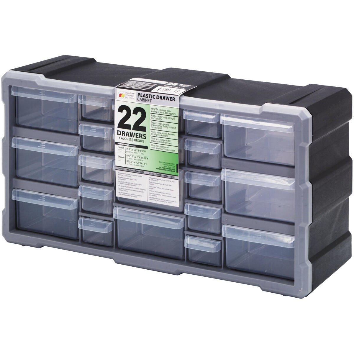 Quantum Storage 19.50 In. W x 10.25 In. H x 6.25 In. L Small Parts Organizer with 22 Drawers