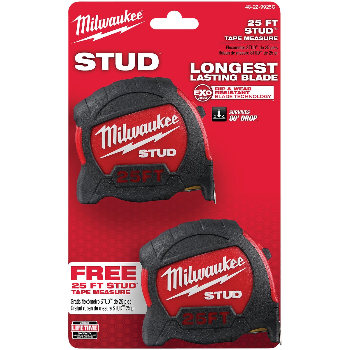 Milwaukee STUD 25 Ft. Tape Measure (2-Pack)