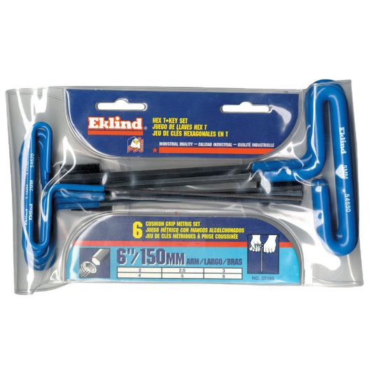 Eklind Metric 6 In. Arm Cushion Grip T-Handle Hex Key Set, 6-Piece