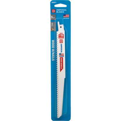 Imperial Blades 9 In. 6 TPI Wood w/Nails Reciprocating Saw Blade (5-Pack)