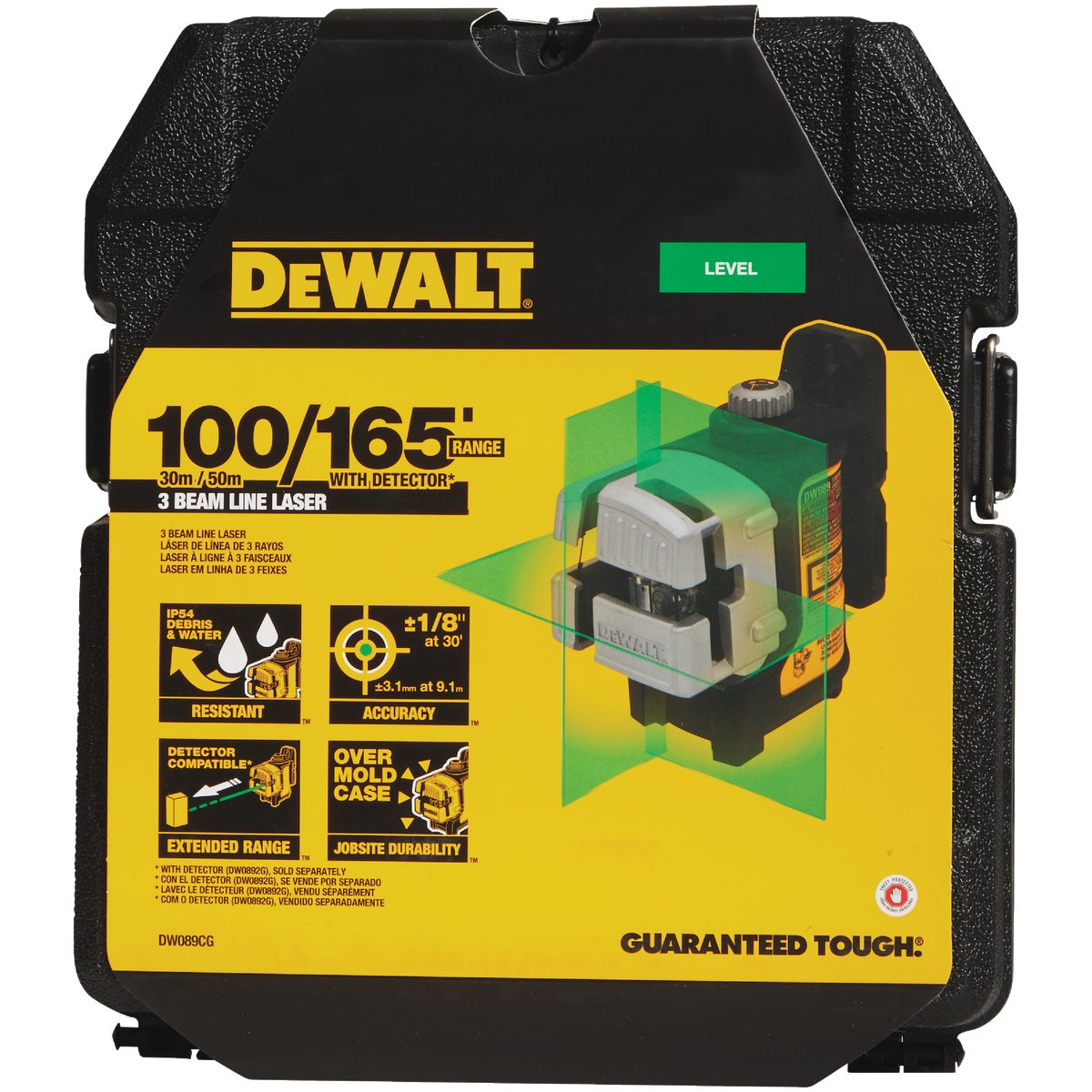 DeWalt 165 Ft. Green Self-Leveling 3-Line Laser Level