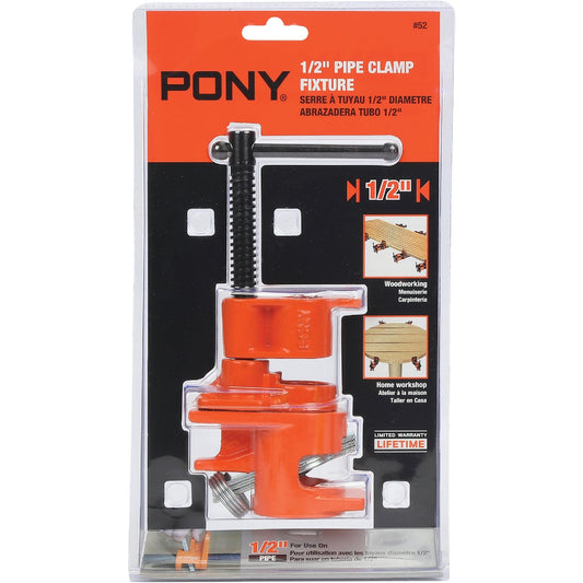 Pony 1/2 In. Pipe Clamp Fixture with Sliding Pin Handle for Black Pipe