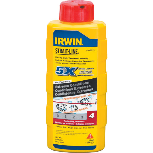 Irwin STRAIT-LINE 6 Oz. Red Permanent Staining 5X Chalk Line Chalk